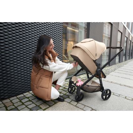 KINDERKRAFT - Комбинирана бебешка количка 3в1 NEWLY Sand бежов + автомобилна седалка MINK PRO