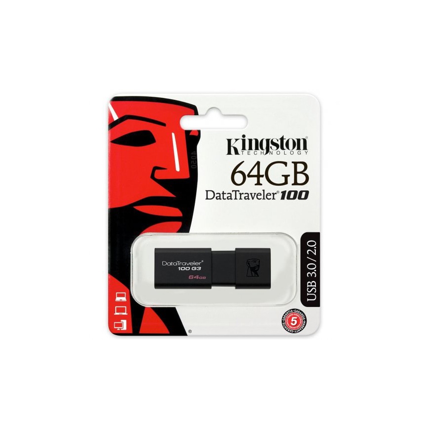 Kingston - Флашка DATATRAVELER 100 G3 USB 3.0 64GB черна