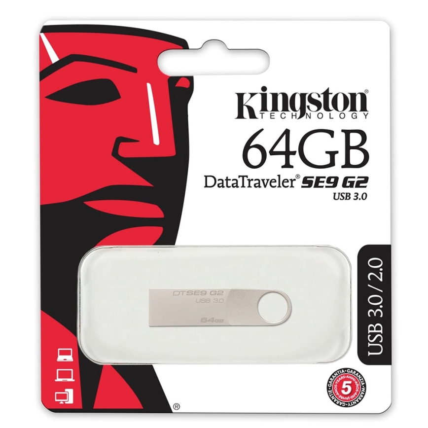 Kingston - Метална флашка DATATRAVELER SE9 G2 USB 3.0 64GB