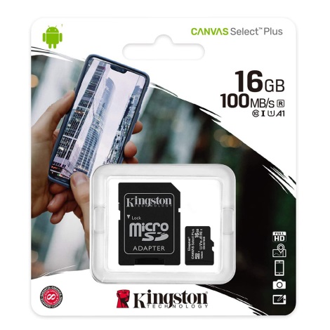 Kingston - MicroSDHC Карта 16GB Canvas Select Plus U1 80MB/s + SD адаптер