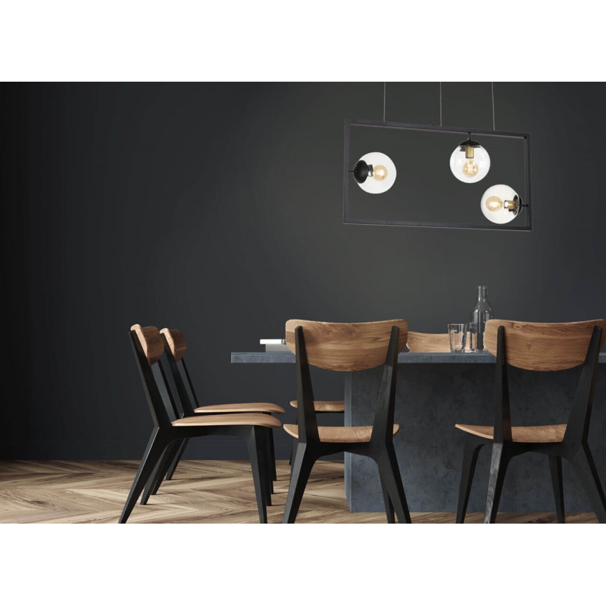 Висящ полилей REY 3xE27/7W/230V черен