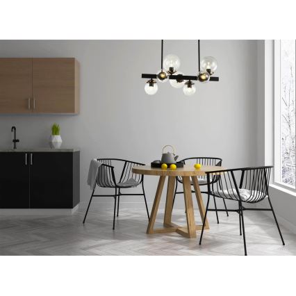 Висящ полилей HYPERION 7xE27/7W/230V черен/прозрачен