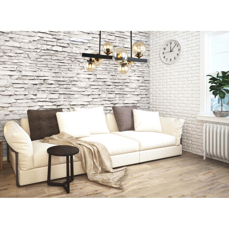 Висящ полилей HYPERION 7xE27/7W/230V черен/бежов