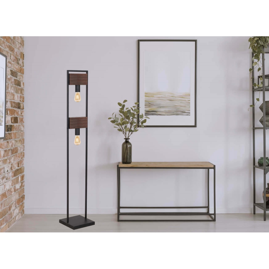 Лампион HARD 2xE27/11W/230V дървен/черен