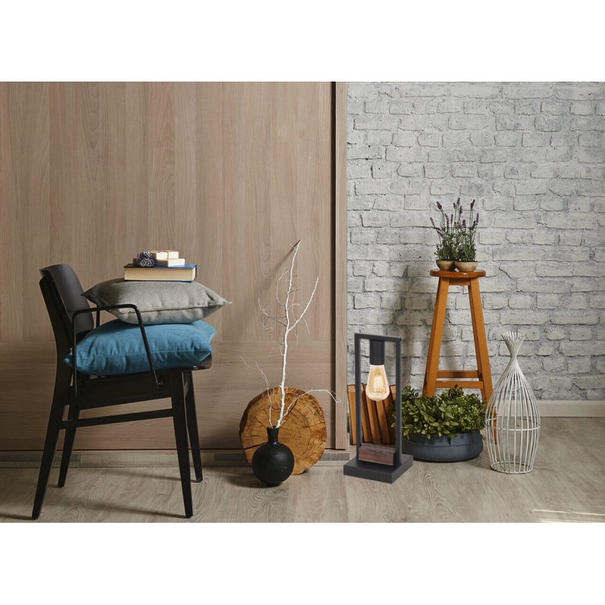 Настолна лампа HARD 1xE27/11W/230V дървена/черна