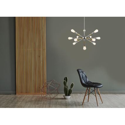 Висящ полилей COMET 12xE27/11W/230V лъскав хром/златист