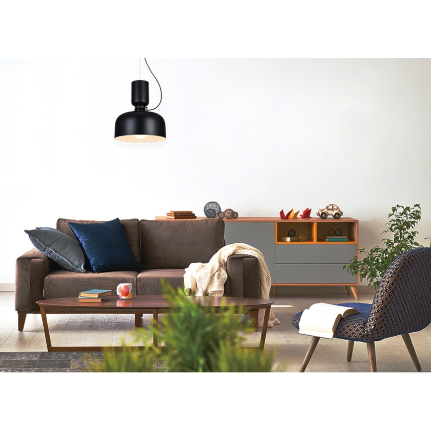 Висящ полилей ABEL 2xE27/11W/230V Ø 28 см черен