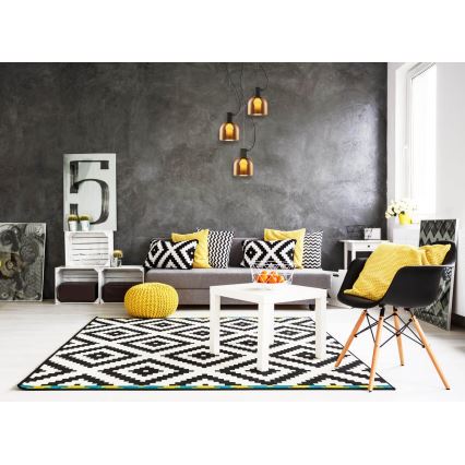 Висящ полилей FIRE 3xE27/9W/230V кафяв/черен