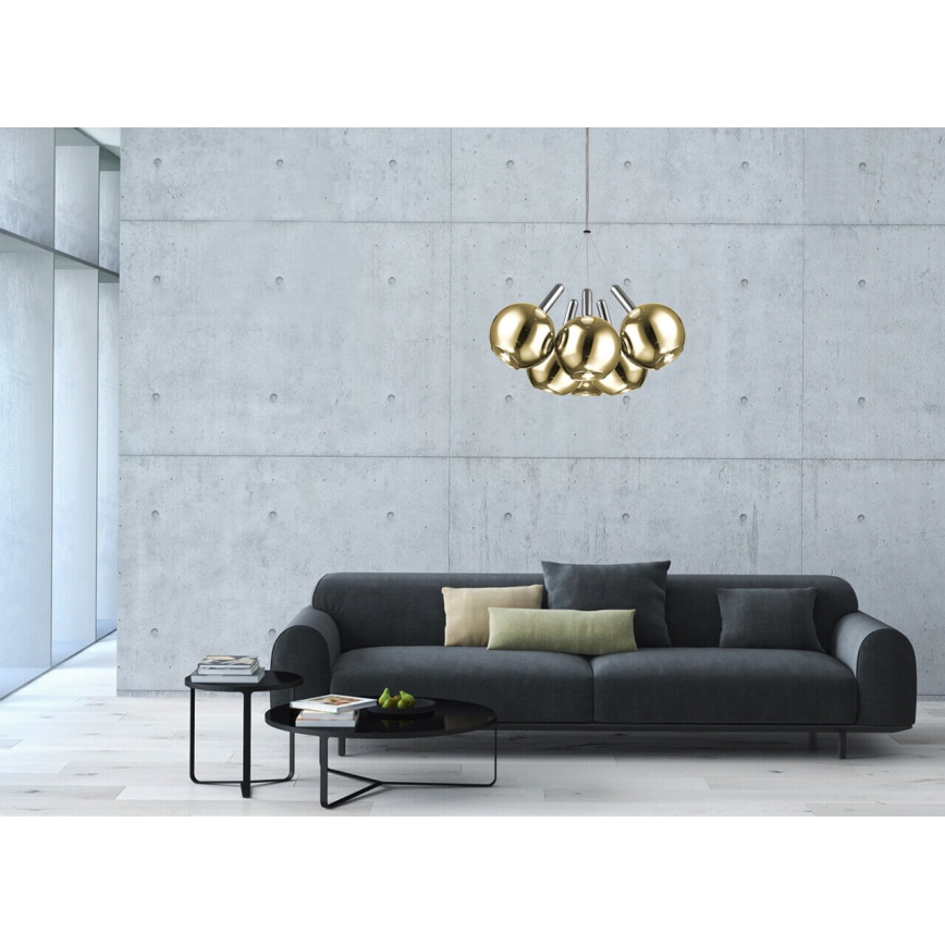 LED Пендел BALLS 6xLED/5W230V златист/матов хром