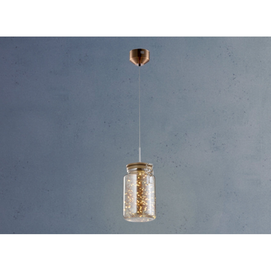 LED Пендел JAR LED/5W/230V меден/дървен