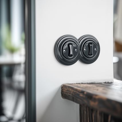 Kliklap - Двоен ретро еднополюсен ключ с рамка № 1, антрацит