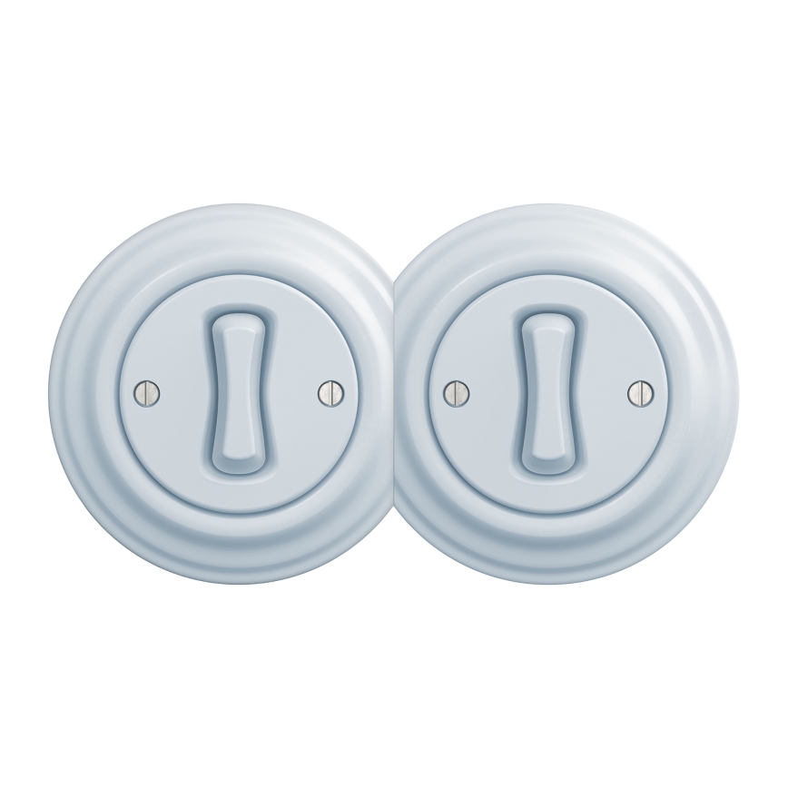 Kliklap - Двоен ретро еднополюсен ключ с рамка № 1 син