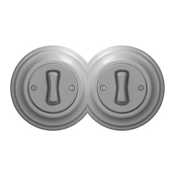 Kliklap - Двоен ретро еднополюсен ключ с рамка № 1 сив