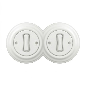 Kliklap - Двоен ретро еднополюсен ключ с рамка № 1 снежнобял