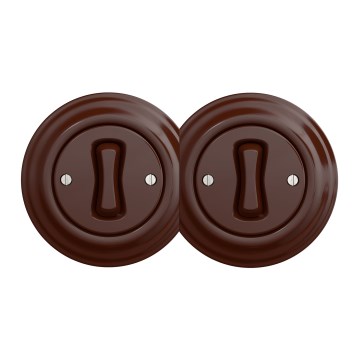 Kliklap - Двоен ретро еднополюсен ключ с рамка №1, кафяв