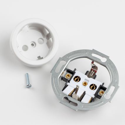 Kliklap - Двойна ретро домашна розетка с рамка SCHUKO 230V снежнобяла