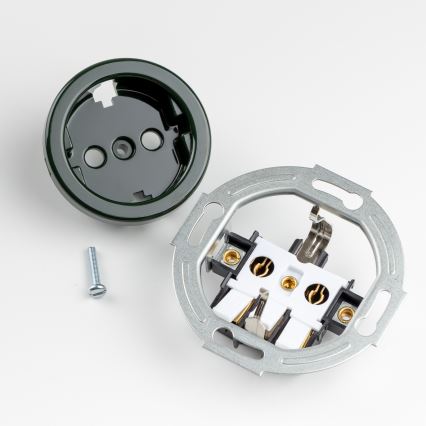 Kliklap - Двойна ретро домашна розетка със SCHUKO рамка, 230V, зелена
