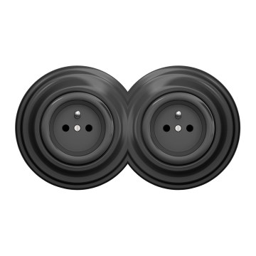 Kliklap - Двойна ретро електрическа розетка за дома с рамка 230V антрацит