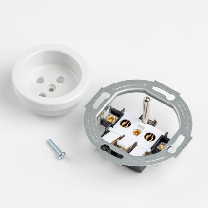 Kliklap - Двойна ретро розетка за дома с рамка 230V снежнобяла