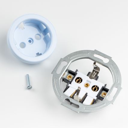 Kliklap - Двойна ретро розетка за дома с рамка SCHUKO 230V синя