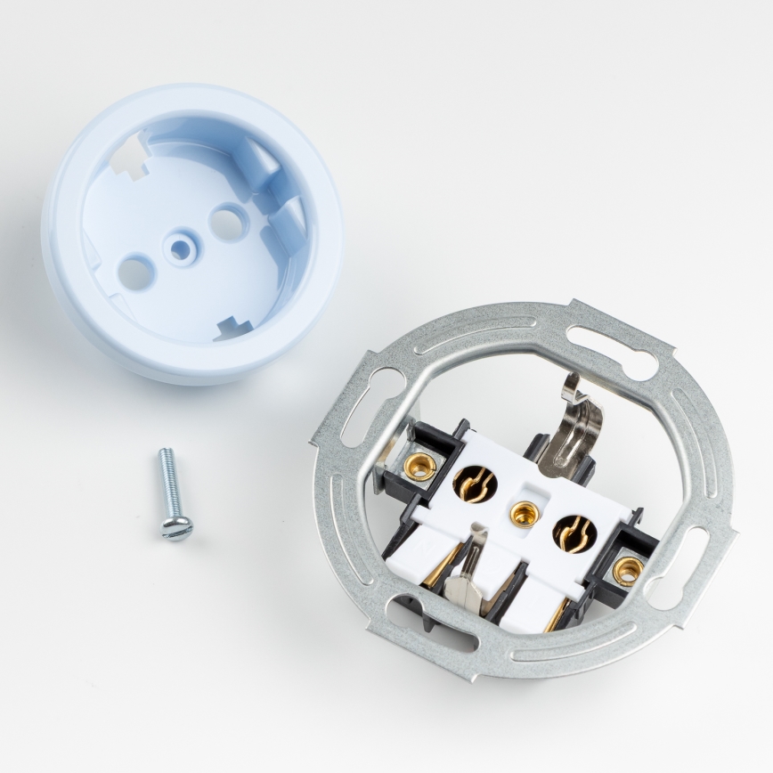 Kliklap - Двойна ретро розетка за дома с рамка SCHUKO 230V синя