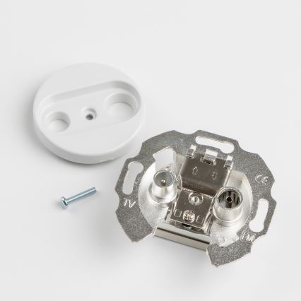 Kliklap - Ретро абонатна розетка TV+R (проходна) със снежнобяла рамка