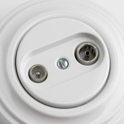 Kliklap - Ретро абонатна розетка TV+R (проходна) със снежнобяла рамка