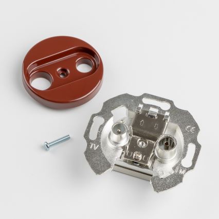 Kliklap - Ретро абонатна розетка TV+R (крайна) с рамка, кафява