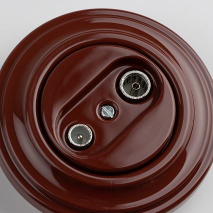 Kliklap - Ретро абонатна розетка TV+R (крайна) с рамка, кафява