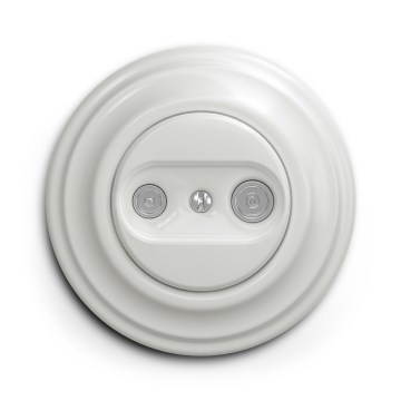 Kliklap - Ретро абонатна TV+R розетка (крайна) с керамична рамка, бяла