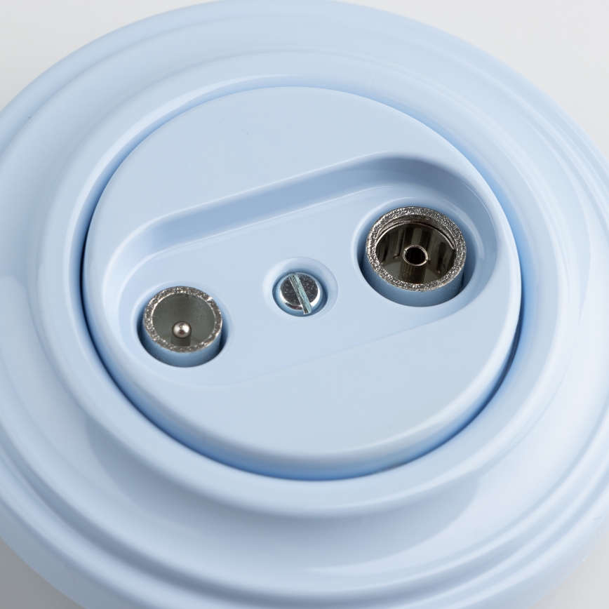 Kliklap - Ретро антена розетка TV+R (крайна) с синя рамка