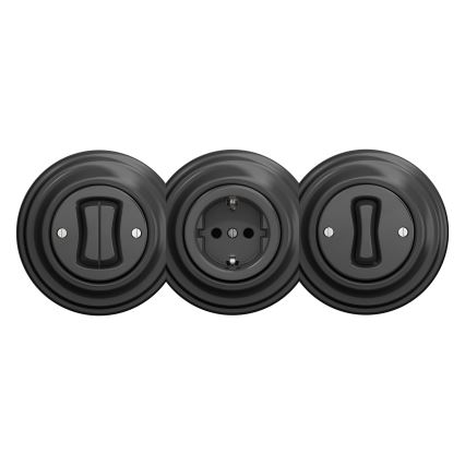 Kliklap - Ретро безрамкова домашна SCHUKO розетка 230V/16A антрацит