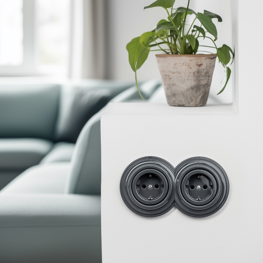 Kliklap - Ретро безрамкова домашна SCHUKO розетка 230V/16A антрацит