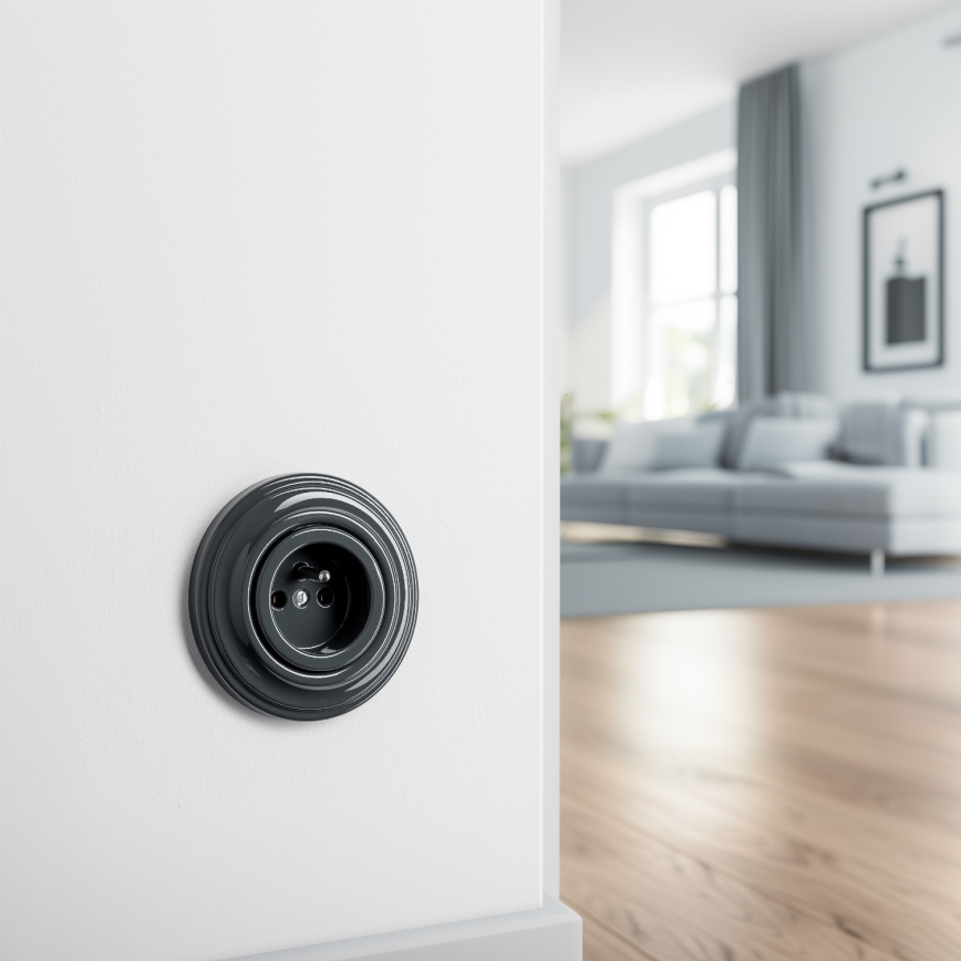 Kliklap - Ретро битов контакт с рамка 230V антрацит