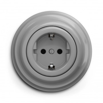 Kliklap - Ретро битов контакт с рамка SCHUKO 230V/16A, сив