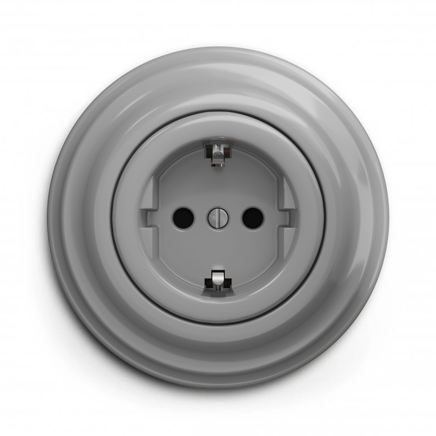 Kliklap - Ретро битов контакт с рамка SCHUKO 230V/16A, сив
