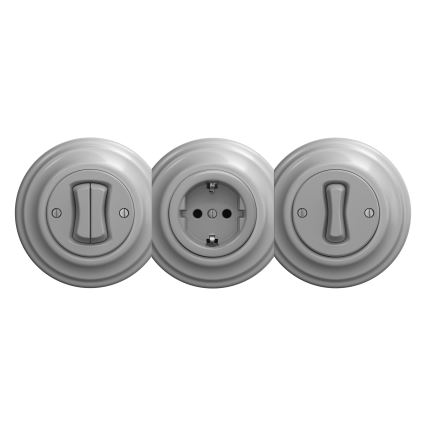 Kliklap - Ретро битова розетка без рамка SCHUKO 230V/16A сива