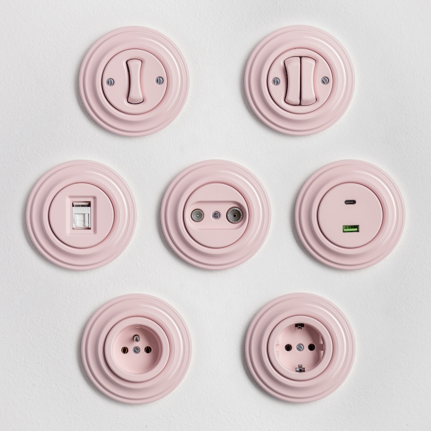 Kliklap - Ретро битова розетка с рамка 230V старорозова