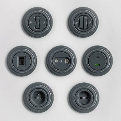 Kliklap - Ретро битова розетка с рамка SCHUKO 230V/16A антрацит