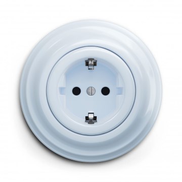 Kliklap - Ретро битова розетка със SCHUKO рамка 230V/16A, синя