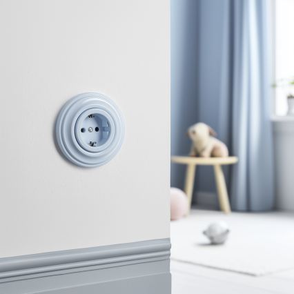 Kliklap - Ретро битова розетка със SCHUKO рамка 230V/16A, синя
