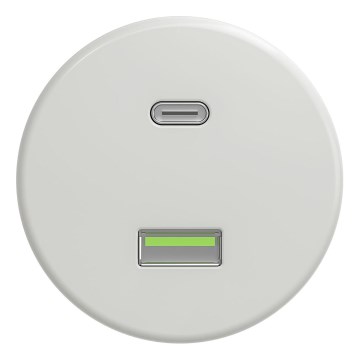 Kliklap - Ретро бяла керамична USB розетка A+C без рамка