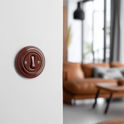 Kliklap - ретро бутон с кафява рамка