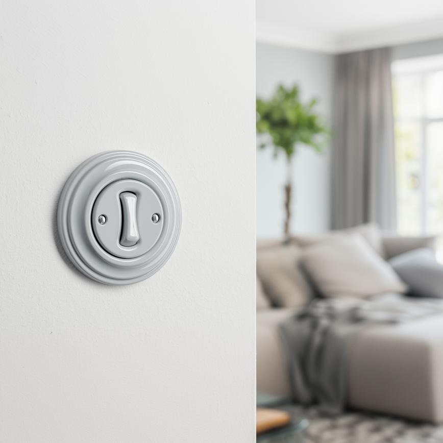 Kliklap - Ретро четирипътен ключ с рамка № 7, сив