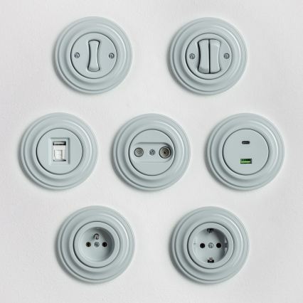 Kliklap - Ретро четирипътен ключ с рамка № 7, сив