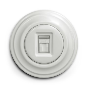 Kliklap - ретро датова розетка с рамка, керамично изпълнение, бяла