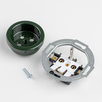 Kliklap - Ретро домашен контакт с рамка, 230 V, зелен