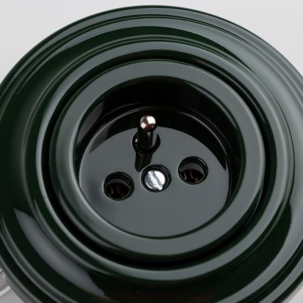 Kliklap - Ретро домашен контакт с рамка, 230 V, зелен