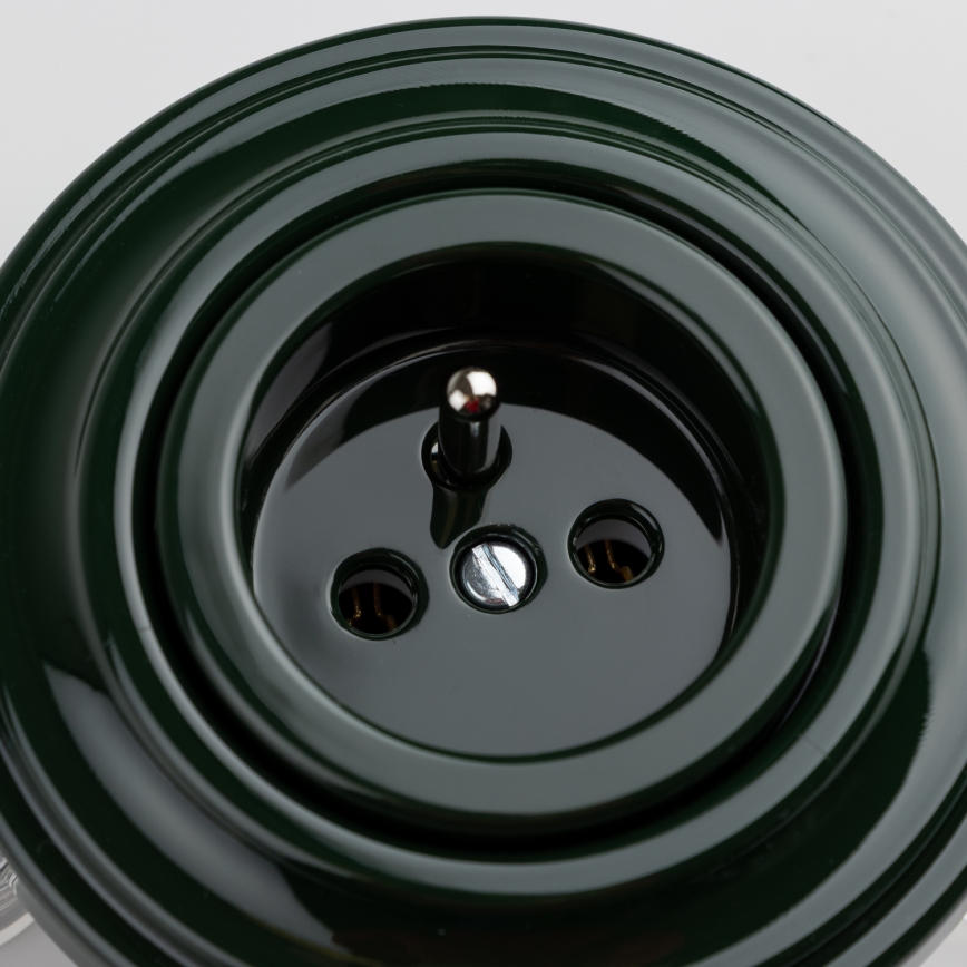 Kliklap - Ретро домашен контакт с рамка, 230 V, зелен