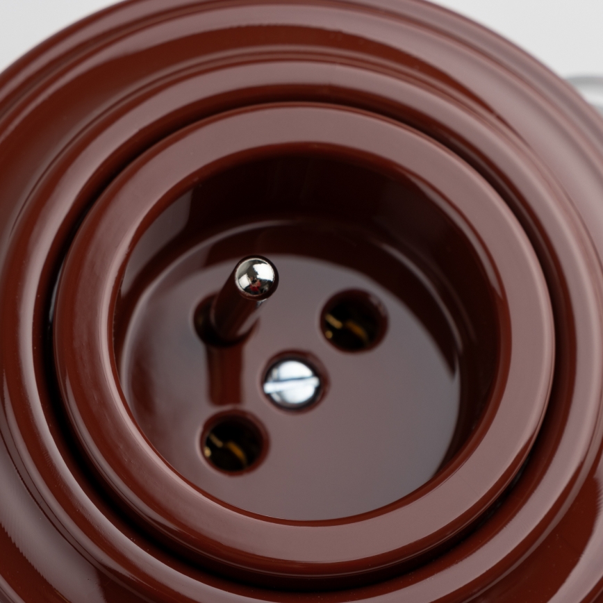 Kliklap - Ретро домашен контакт с рамка, 230 V, кафяв